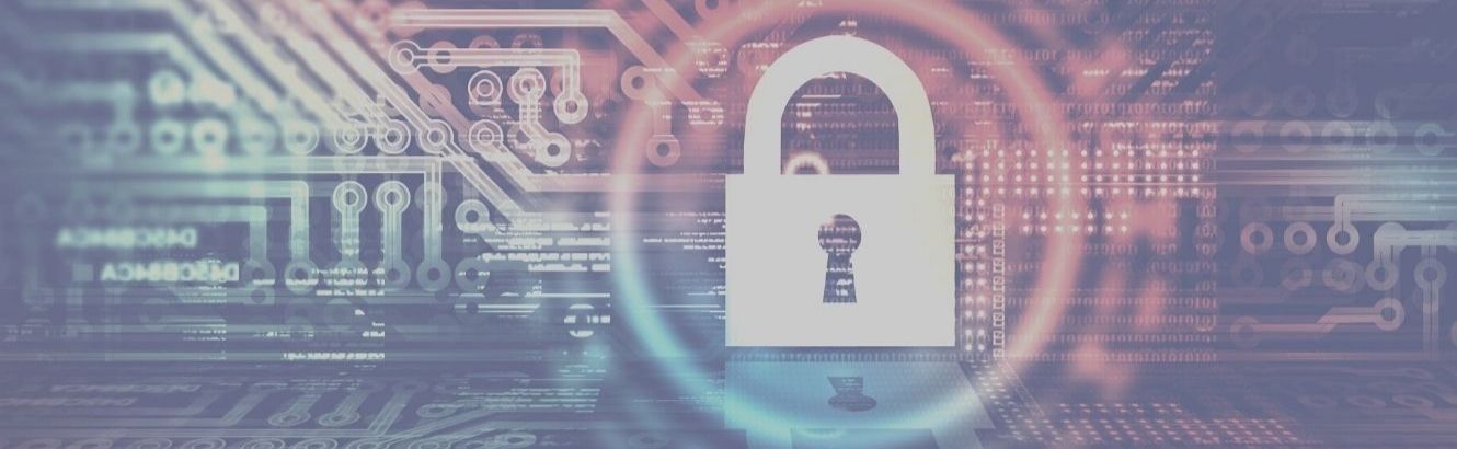 Image of data processing system with lock and key visual